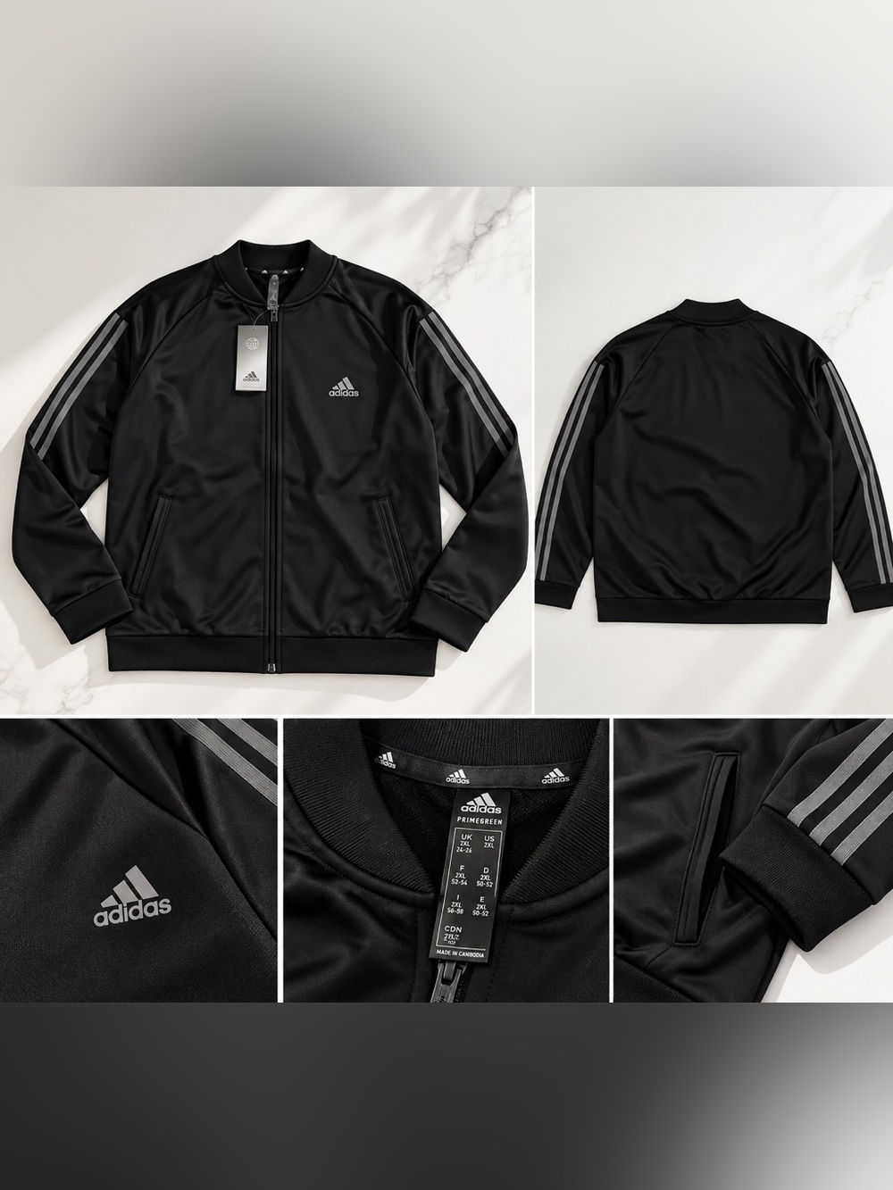 adidas Black Bomber Jacket with Grey 3-Stripes